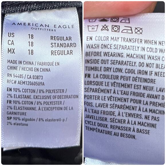 American Eagle Next Level Stretch Black Wash Kick Boot Crop Jean Plus Size 18R - Picture 10 of 12